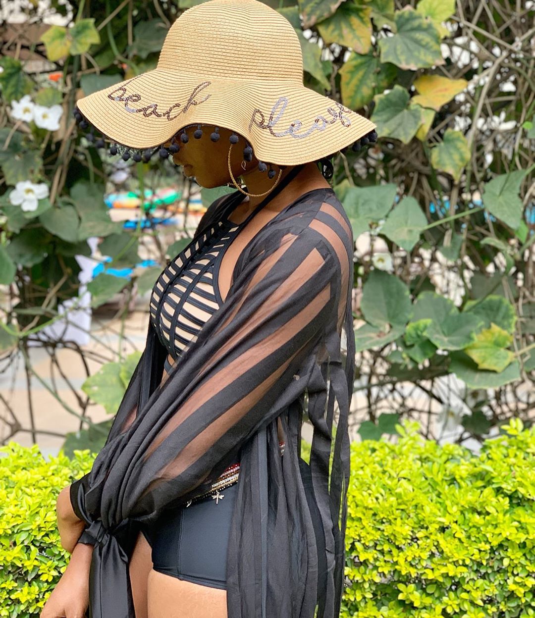 Actress Nancy Isime rocks a black Bikini In Kenya, Celebrities React