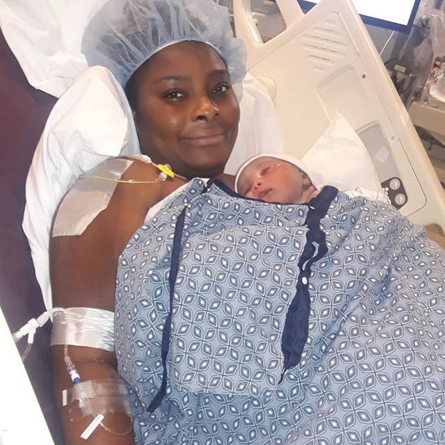 Ronke Odunsanya with her new baby 