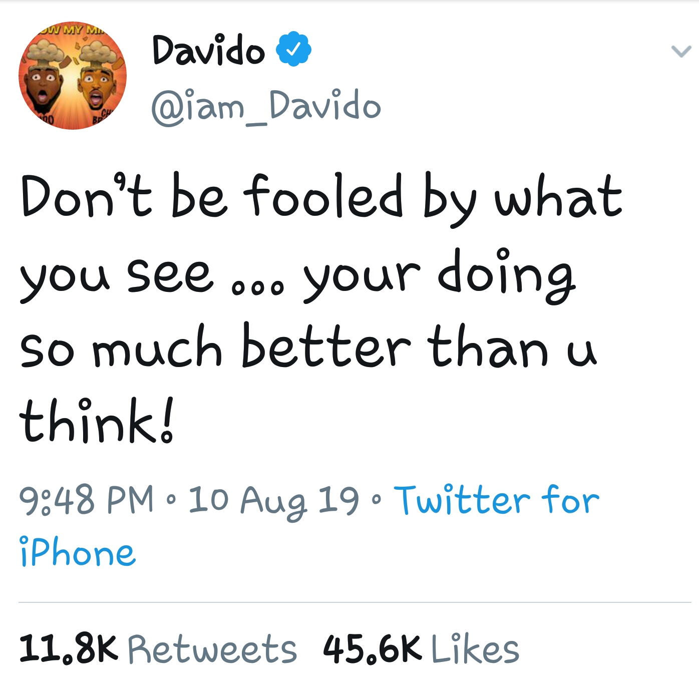 Davido advises fans not to be fooled by what they see on social media 