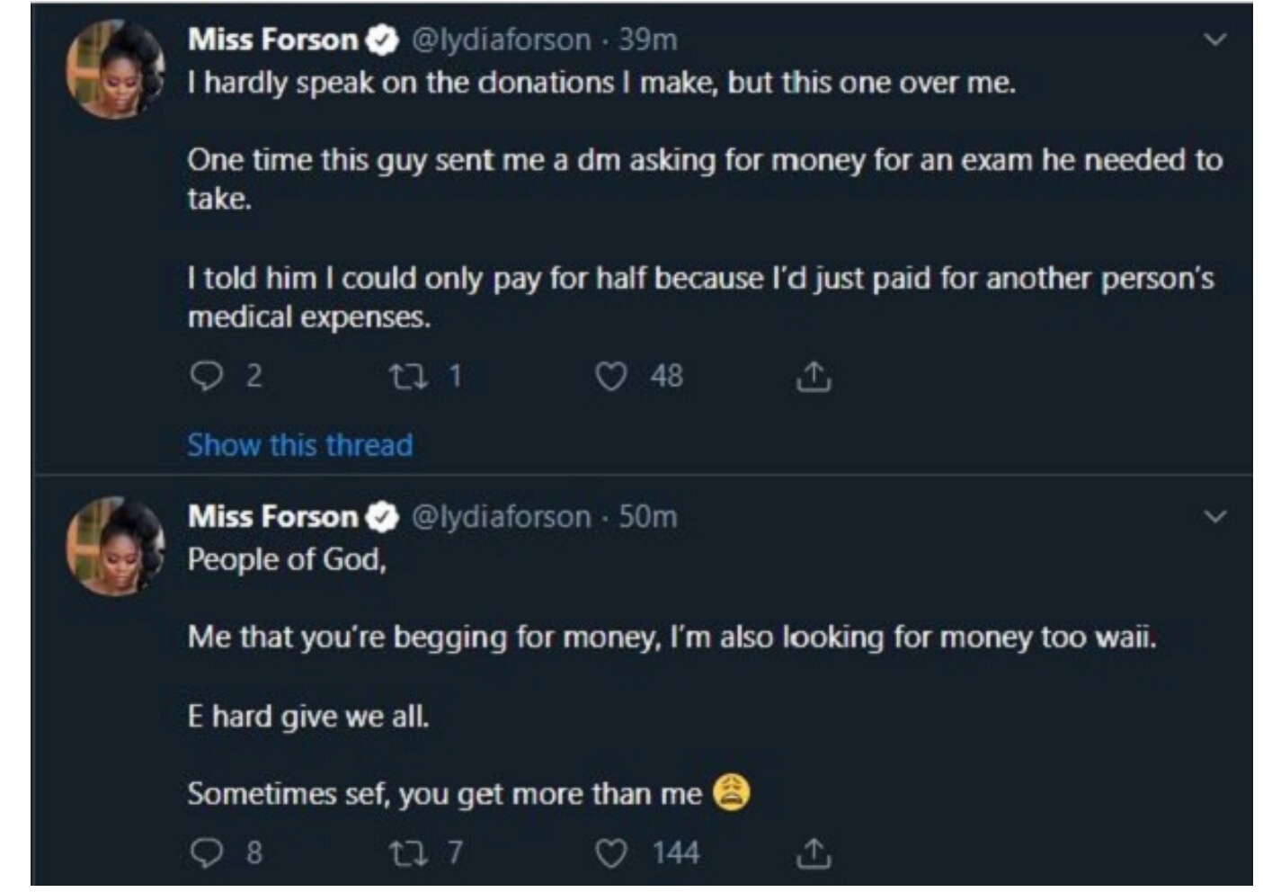 Lydia Forson tells social media ‘beggars’ to stop requesting money from her