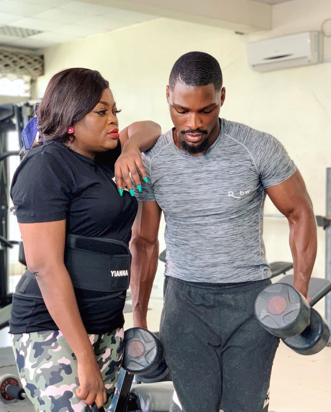 Hilarious Photos Of Funke Akindele And Tobi Bakre At The Gym