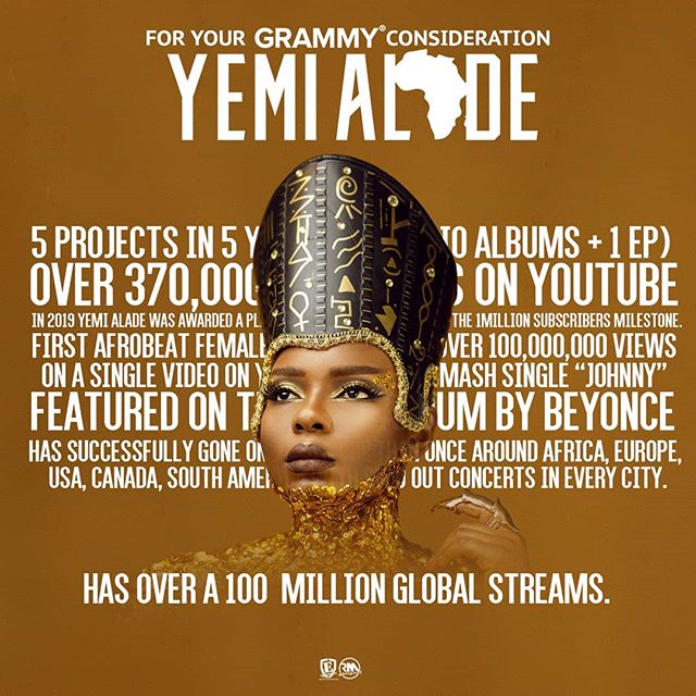 Nigerian singer Yemi Alade new album makes case for GRAMMY 