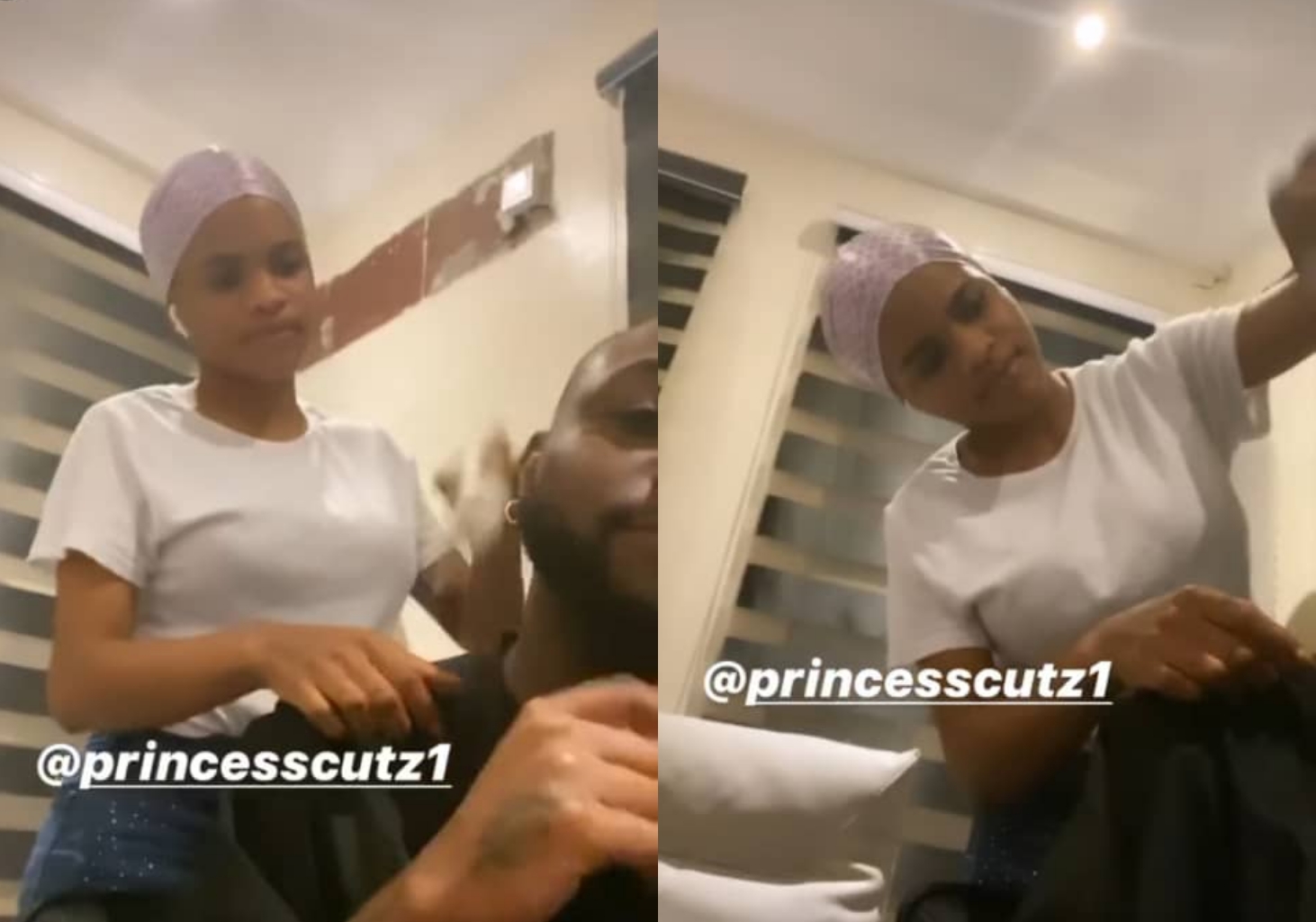 Video: Meet Davido's Female Barber as he gets new haircut to celebrate Chioma's birthday