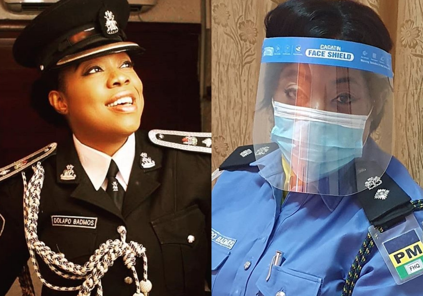 Celebrity Police, Dolapo Badmus rocks preventive face shield amid Coronavirus crisis (Photos)