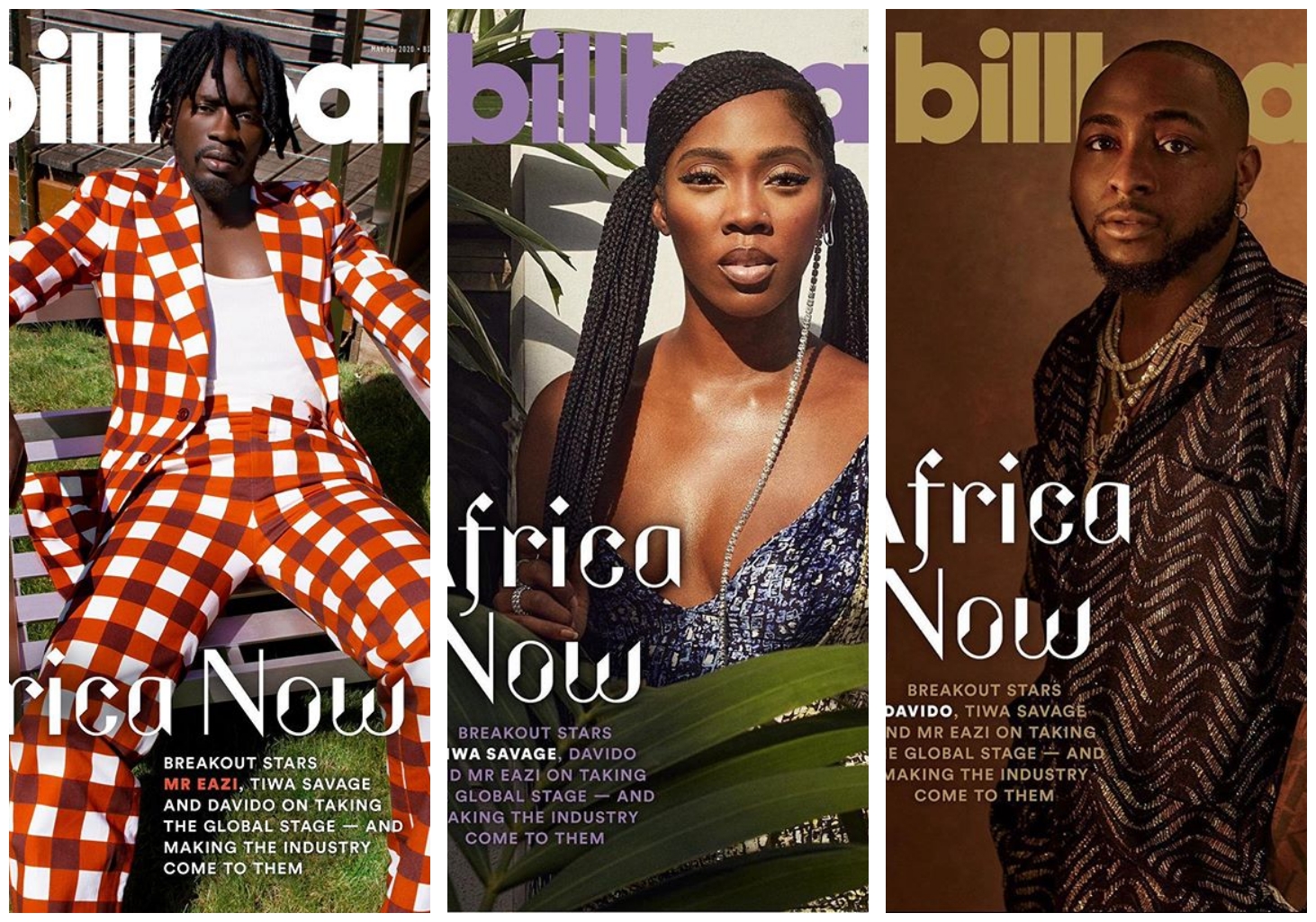 "I dreamt of this" – Davido confess as he covers Billboard Magazine alongside Tiwa Savage and Mr. Eazi (Photos)