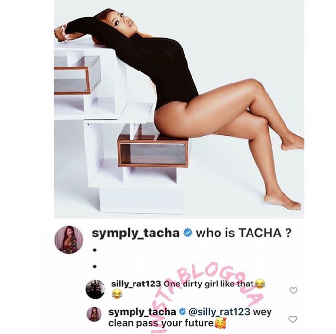 "My dirtiness is clearer than your future" – Tacha silence troll 2 tacha drama