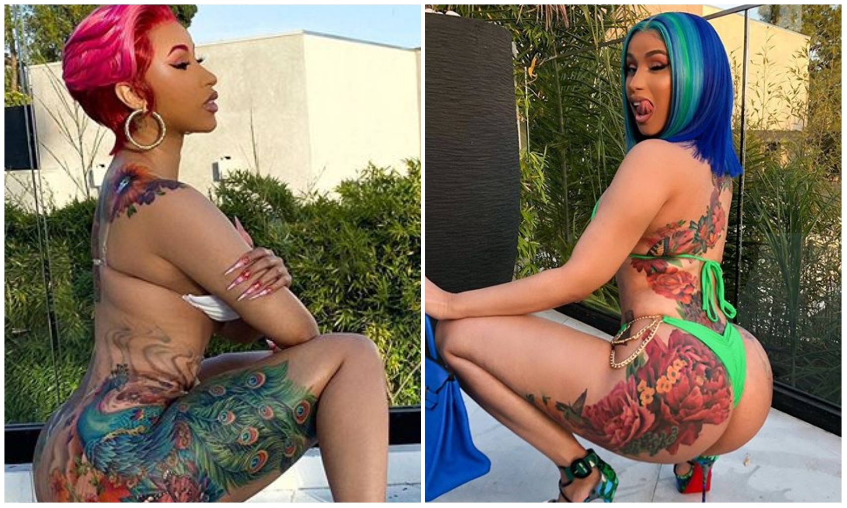 Cardi B unveils sexy makeover tattoo of a peacock she did ten years ago (Ph...