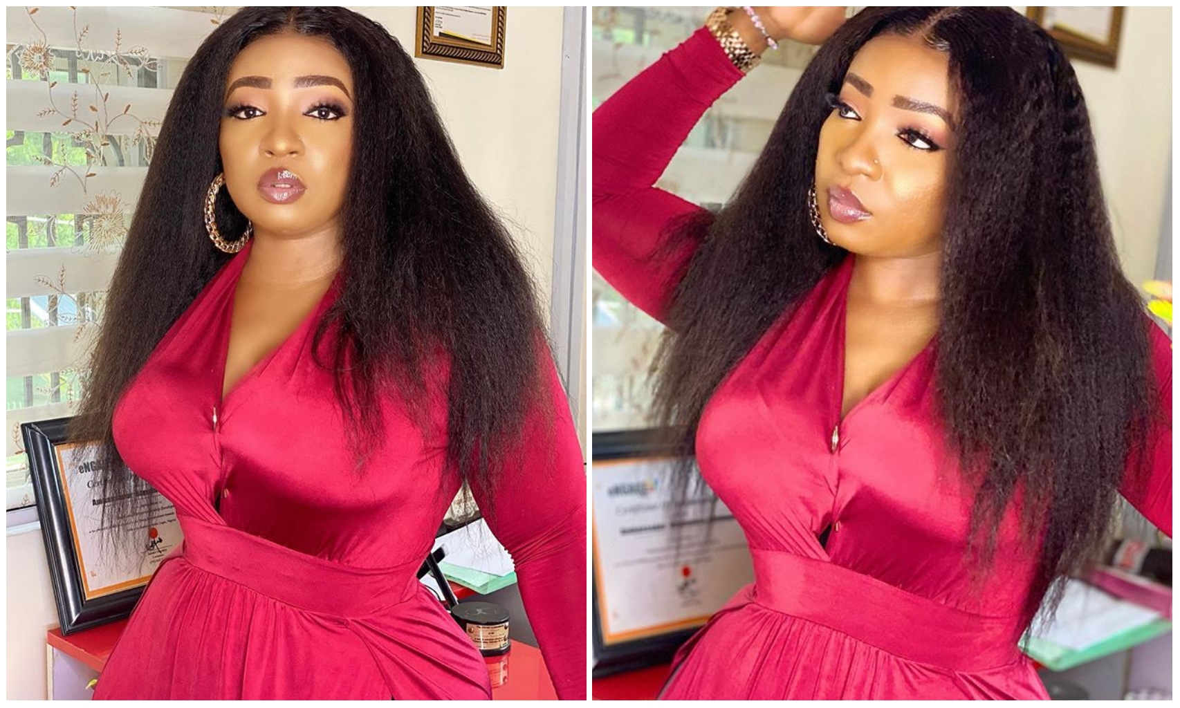 Actress Anita Joseph tempt IG fans as she stuns out in an adorable red outfit (Photos)