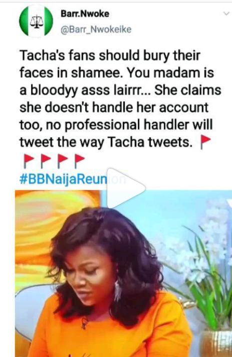 #BBNaijaReunion: Tacha's old tweets resurfaced after claiming she has never shade Mercy 3 tc3