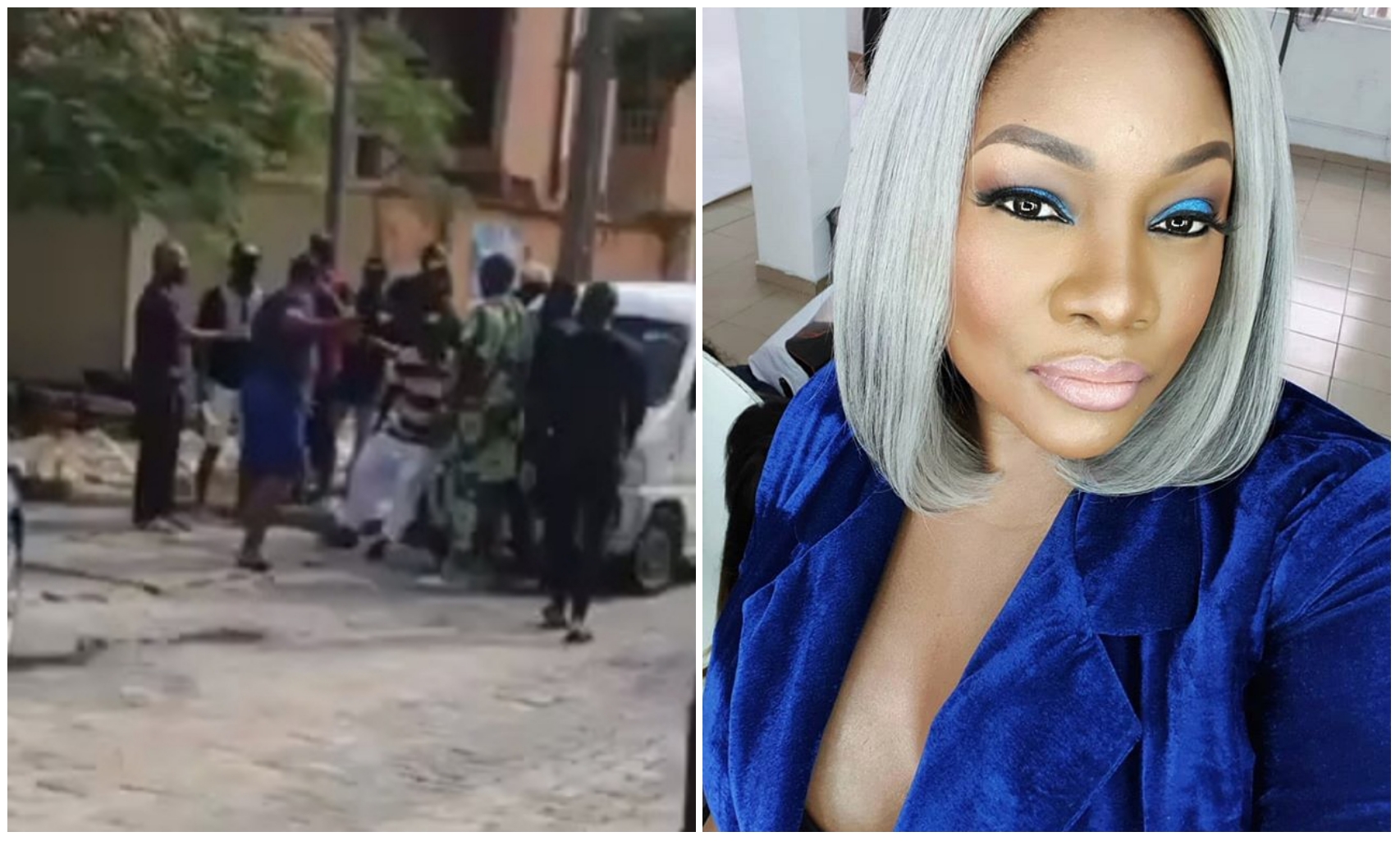 Drama as OAP Toolz’s brother Tijani gets beaten mercilessly by indigenes (Video)