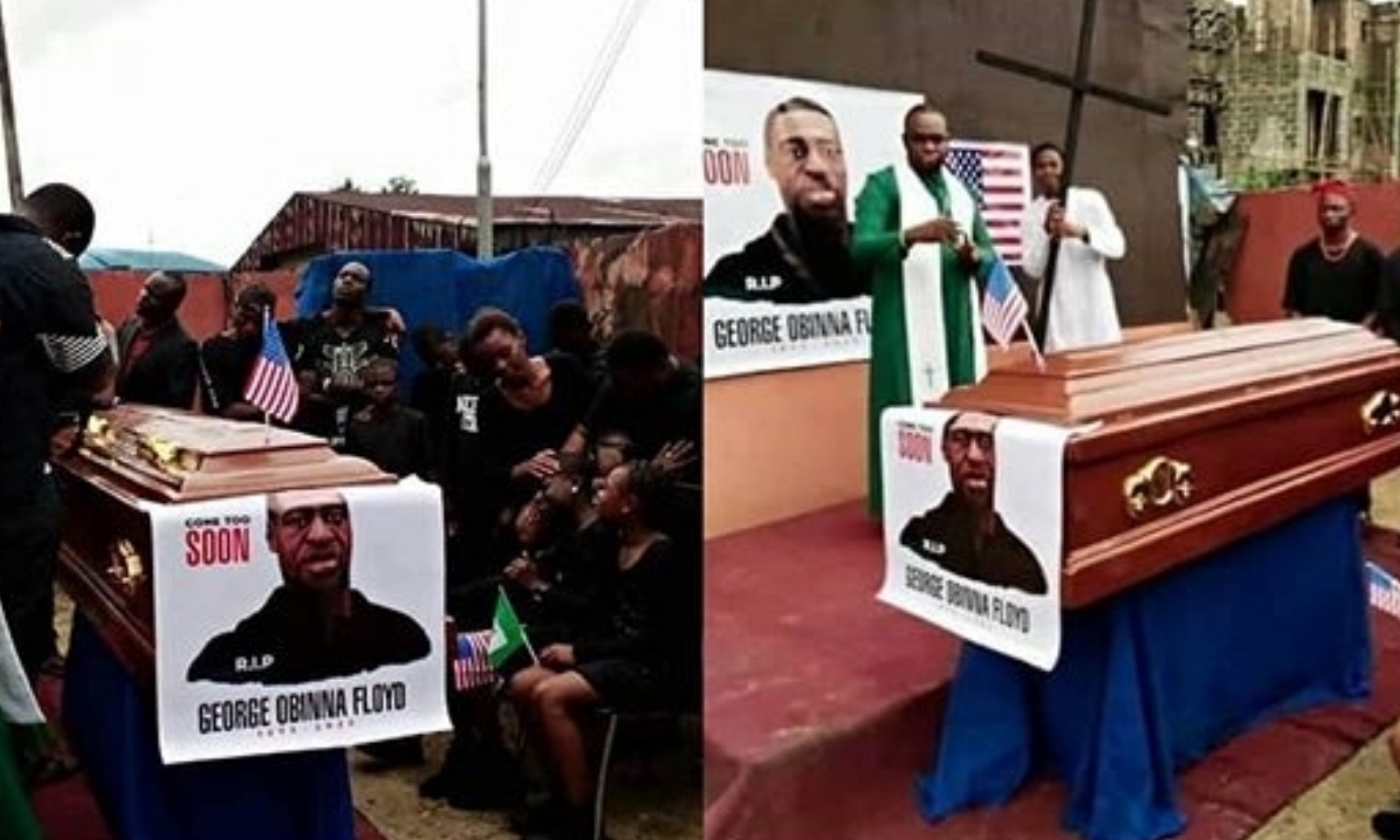 George Floyd reburied by Nigerian pastor in Mbaise, Imo State (Photos)