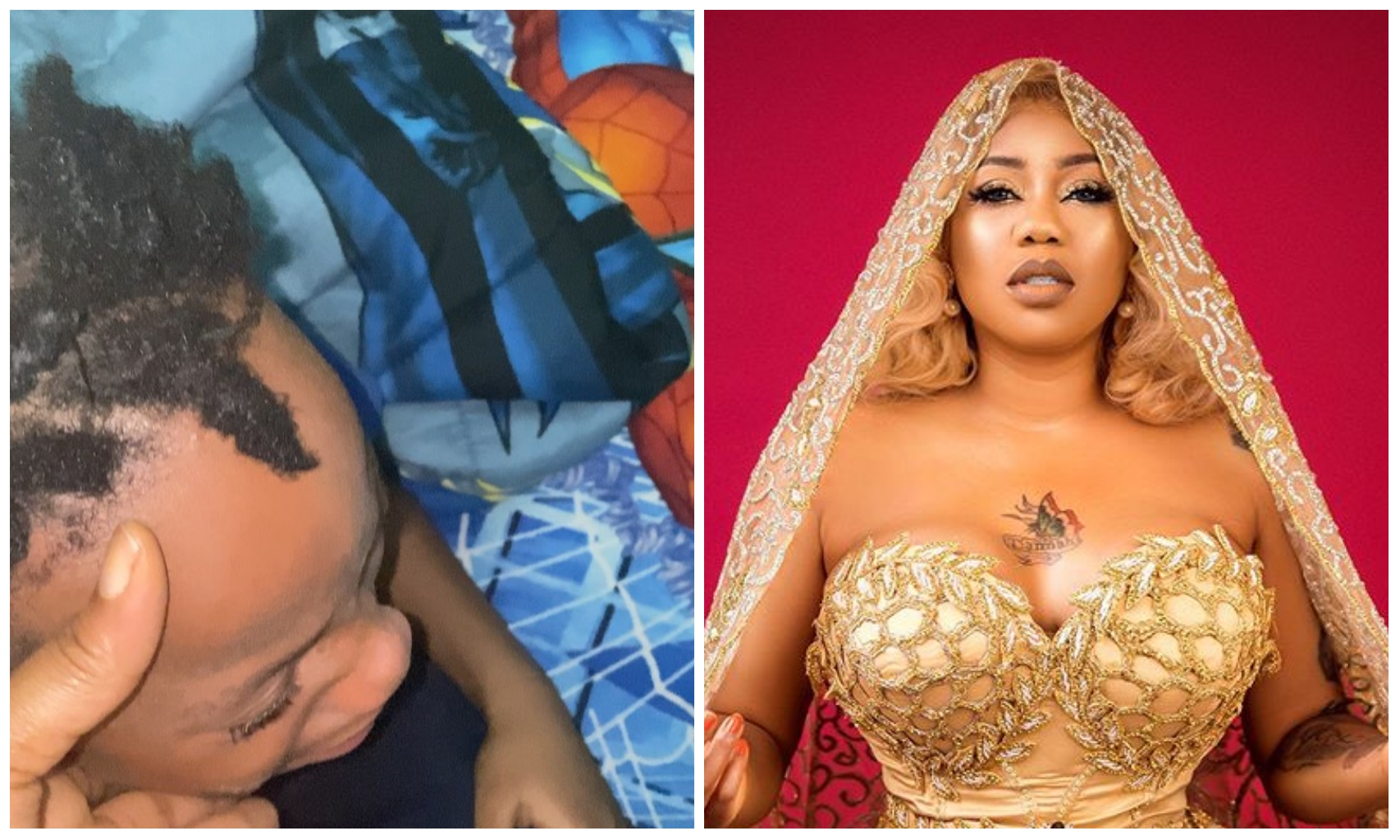 Toyin Lawani's son goes emotional, weep over the death of Chadwick Boseman (Video)