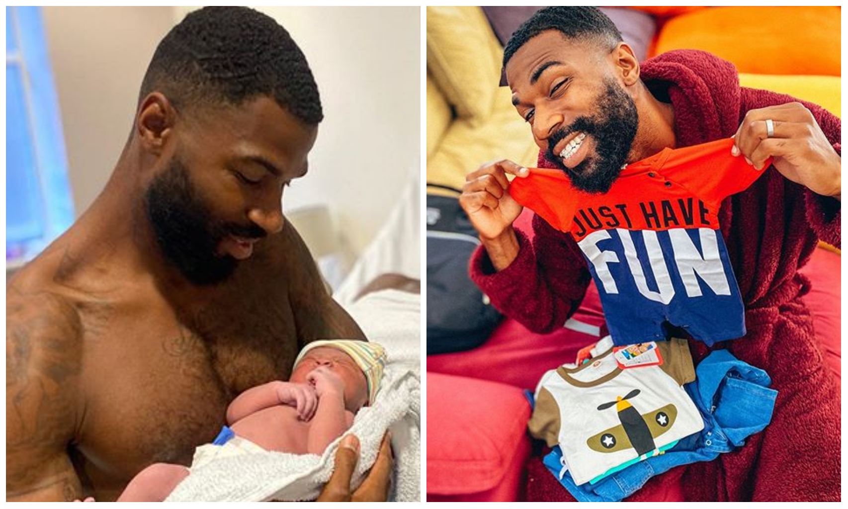 #BBNaija: Mike melt fans hearts as he cuddles his one week old son (Photo)