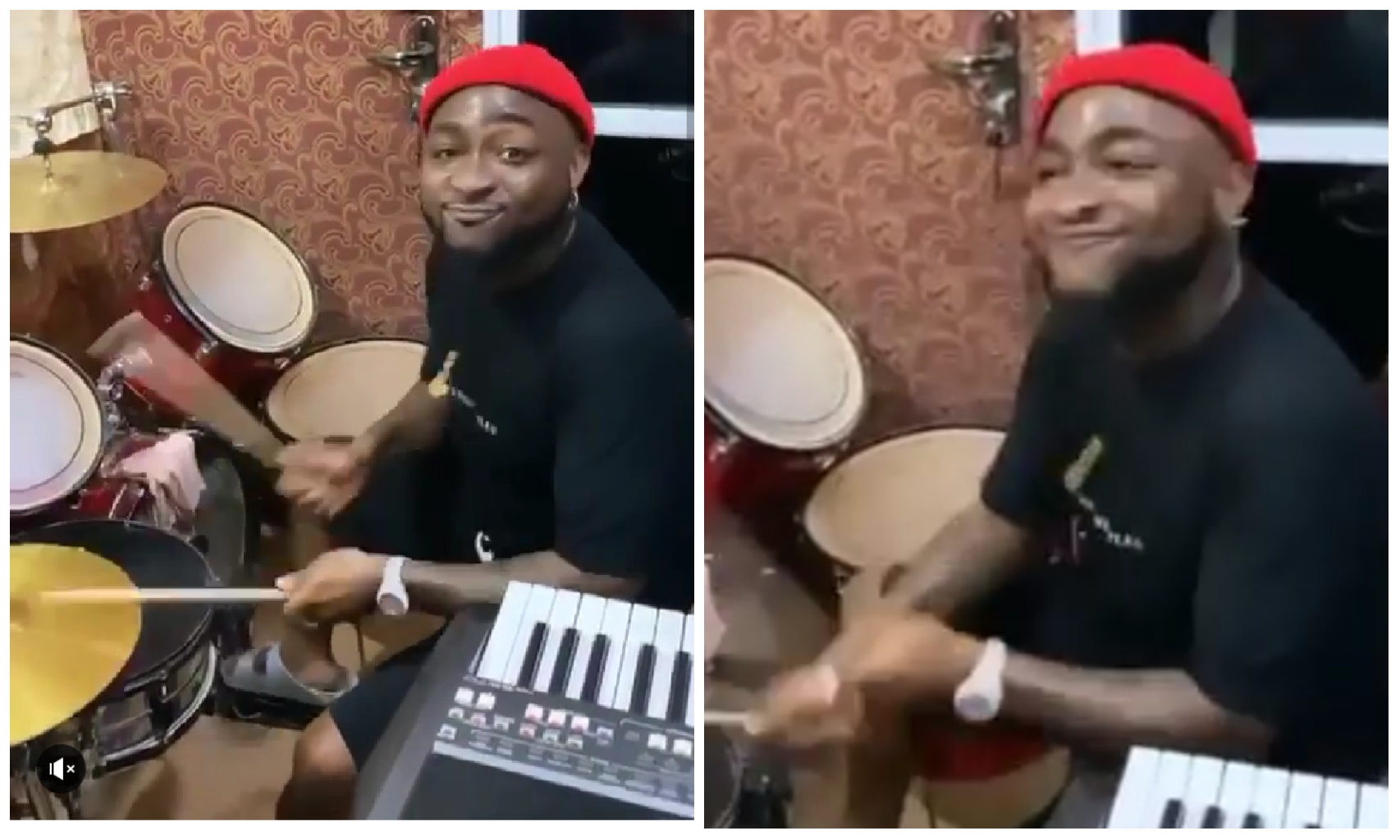 Davido shows off his drumming skills at a church in Asaba (Video)