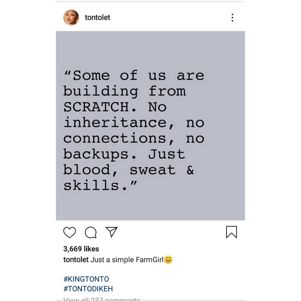 Some of us are building from the scratch, No connections – Tonto Dikeh 2 PhotoGrid Plus 1602054379482