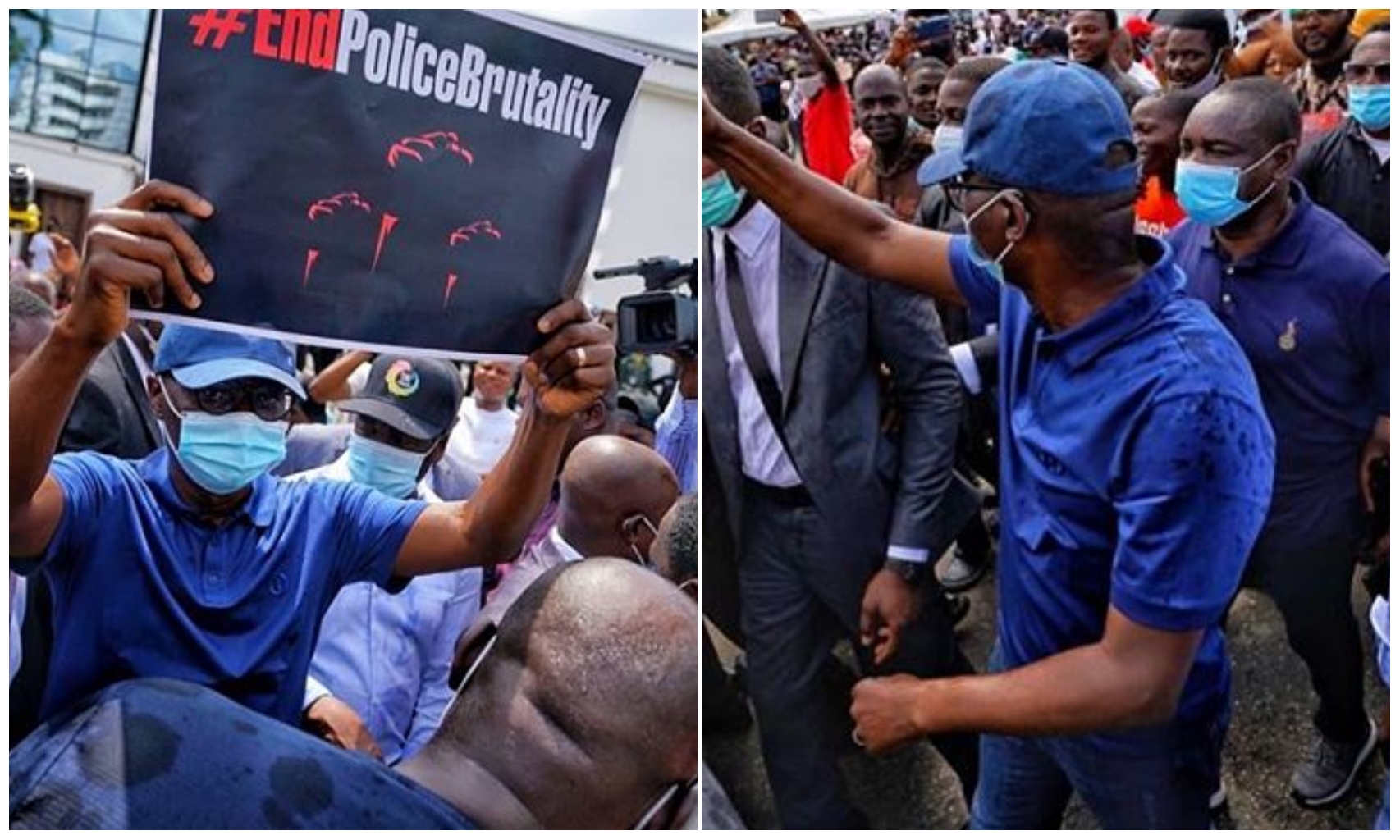 Lagos State Governor, Babajide Sanwo-Olu joins the #endsars protest (Photos)